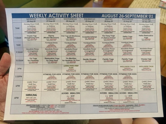 The farm at san benito - activity schedule