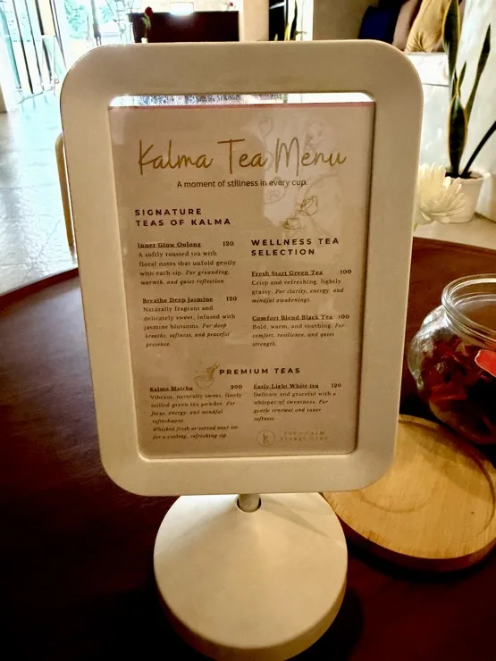 Kalma Pilates and Yoga - Tea Menu
