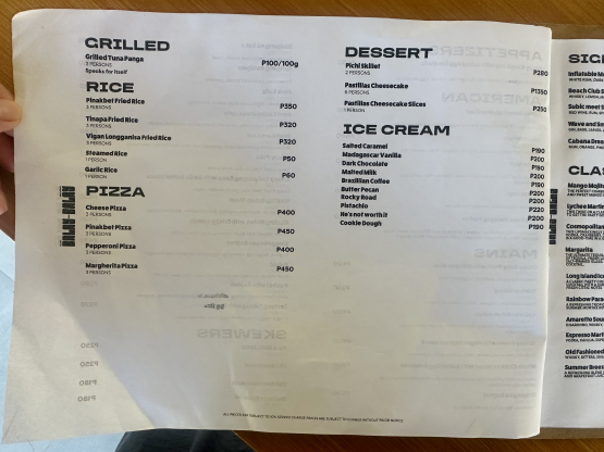 Inflatable Island Beach Club - Menu 2